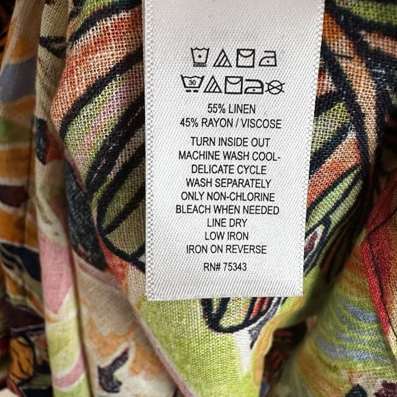 NWT C&C California Dress Small Orange Floral Linen Tropical Vacation Beach - Picture 6 of 11